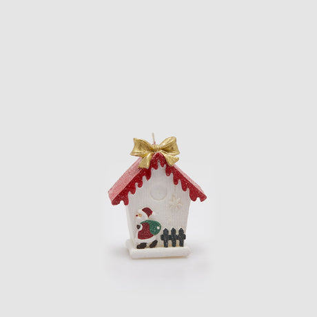 Candela casetta con Babbo Natale EDG in resina 14x11 cm