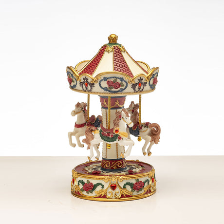 Carosello di Natale Noel by Lamart in resina bianco e oro 17,5 cm