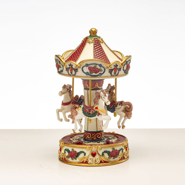 Carosello di Natale Noel by Lamart in resina bianco e oro 17,5 cm