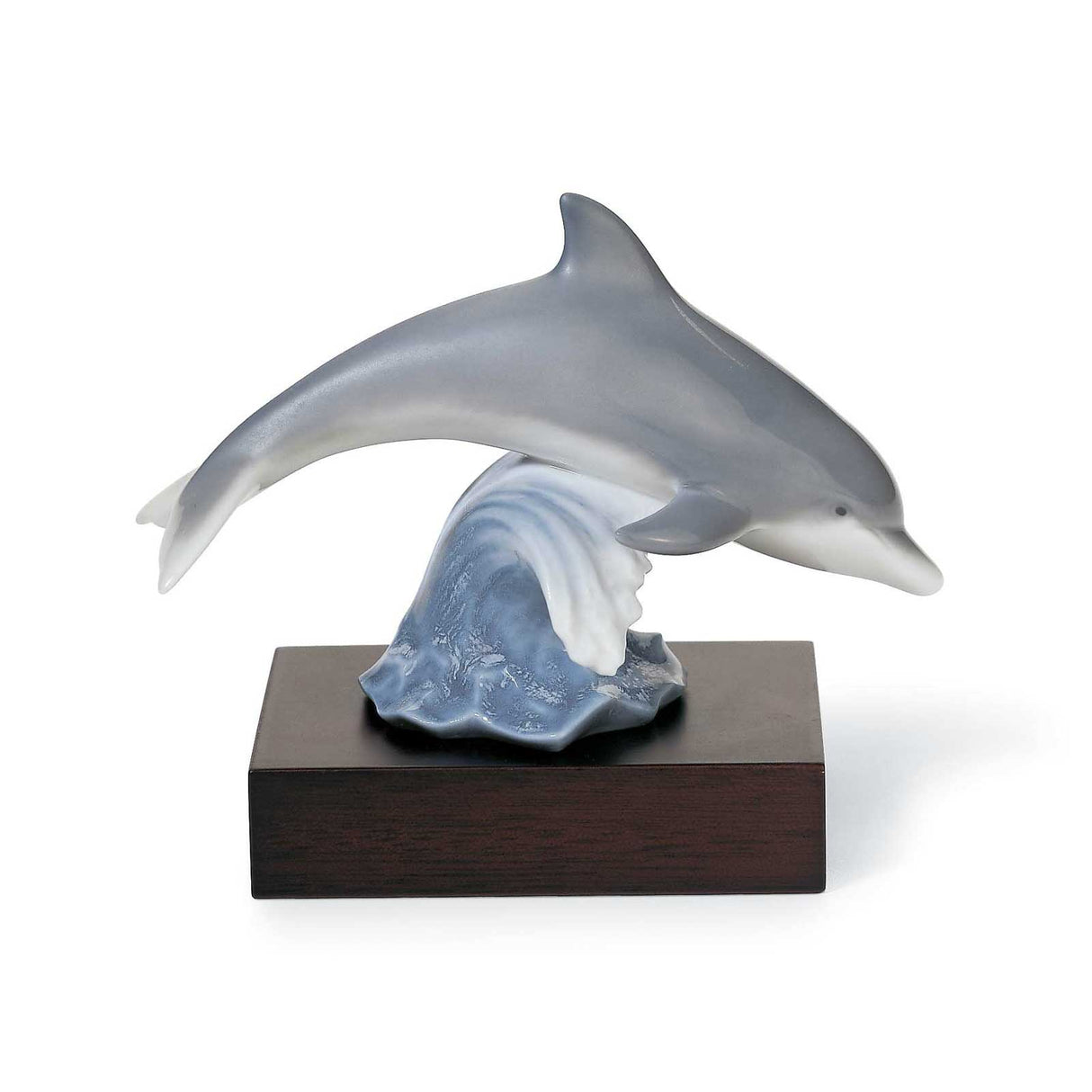 Scultura delfino della fortuna Lladrò in porcellana finitura brillante 9 cm