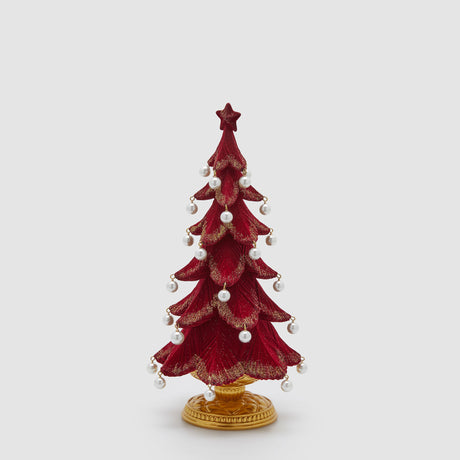 Albero di Natale EDG con perle in resina bordeaux 36x19 cm