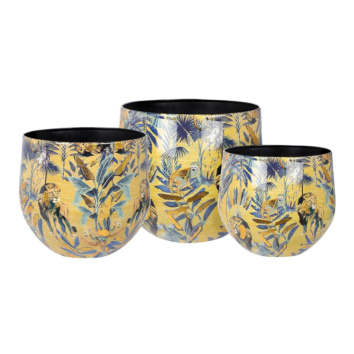 Vaso Safari Palais Royal in metallo con decorazioni foglia oro 23x23 cm