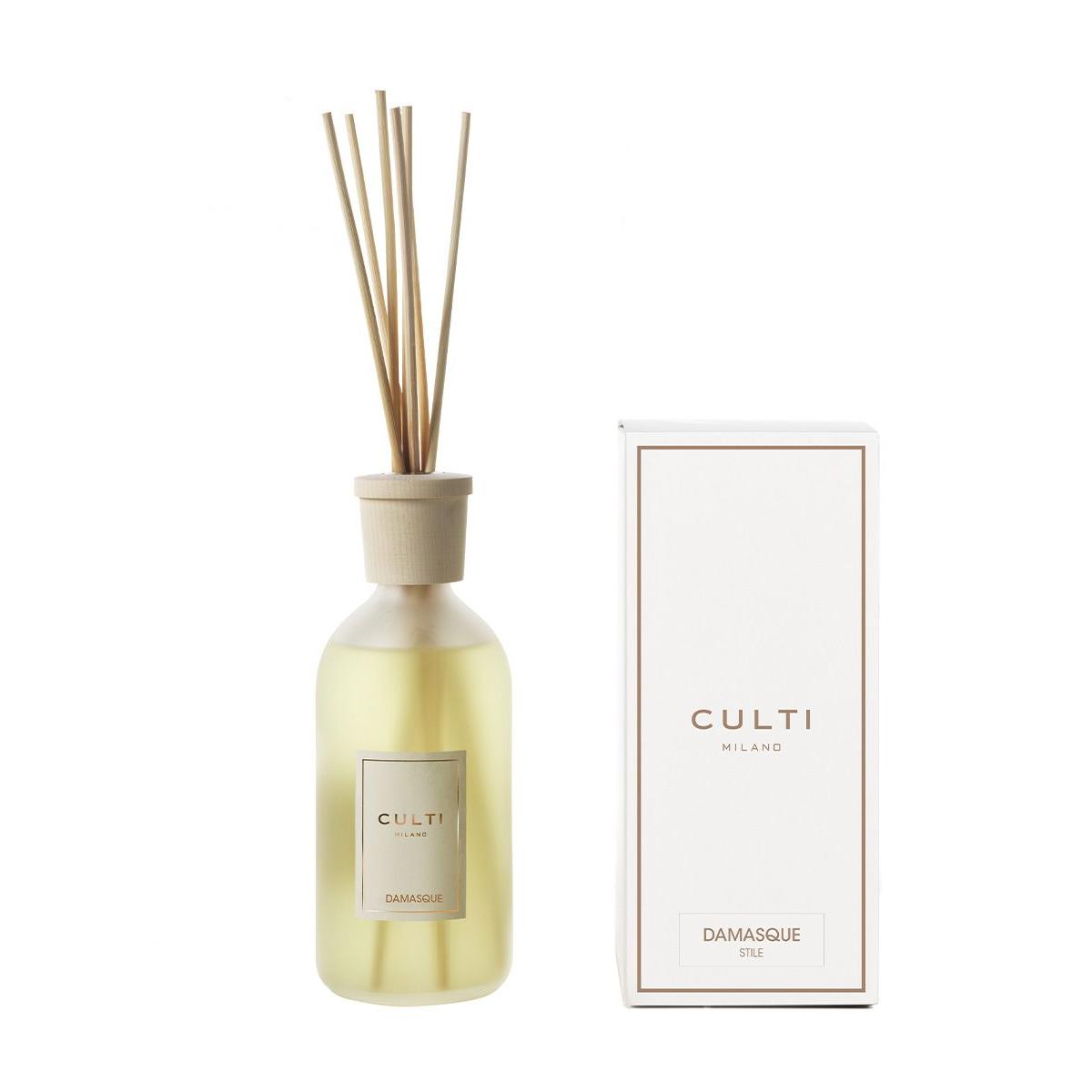 Diffusore a bastoncini Culti Milano in vetro squadrato 500 ml Damasque
