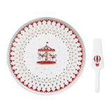 Piatto torta con paletta Easy Life in porcellana decoro natalizio 32 cm