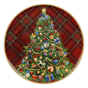 Piatto da portata Christmas Tartan Brandani in porcellana decorata 30 cm