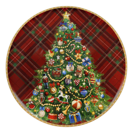 Piatto da portata Christmas Tartan Brandani in porcellana decorata 30 cm