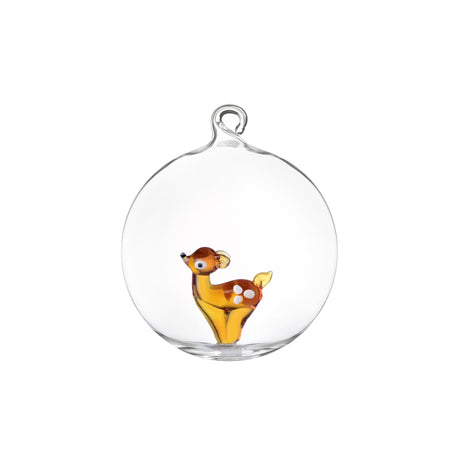 Pallina di Natale Ichendorf con cerbiatto in vetro borosilicato 8cm