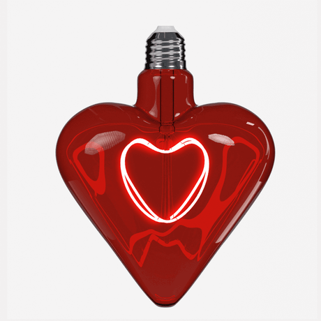 Lampadina LED Cuore Werns in vetro rosso 12x16,5 cm