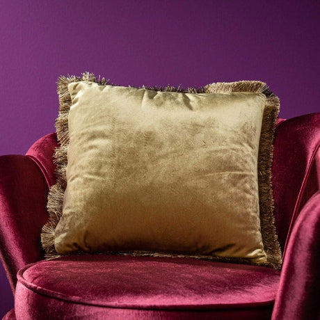 Cuscino con frange Werns in velluto oro 45x45 cm