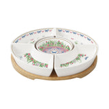 Antipastiera Spring Parade Easy Life porcellana decorata e vassoio bamboo