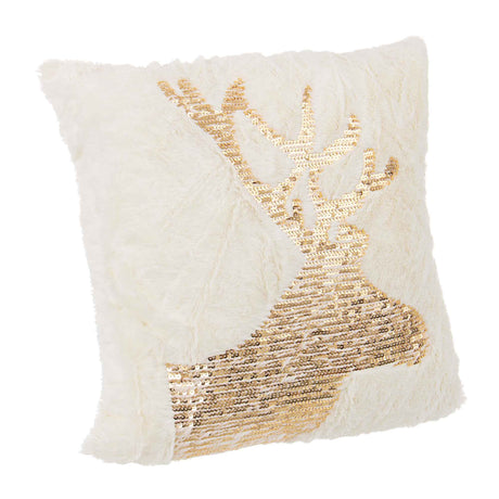 Cuscino natalizio Bizzotto in cotone e poliestere con renna in paillettes oro