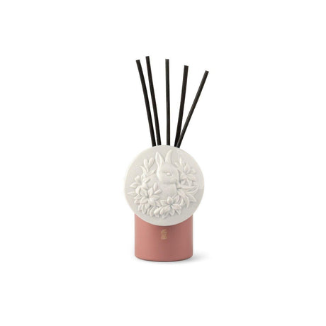 Diffusore a bastoncino Lladrò in porcellana bianca con coniglio 21x9 cm