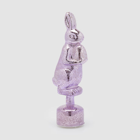 Coniglio rotante EDG in vetro viola con luci LED 37 cm