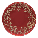 Piatto natalizio Easy Life in vetro rosso con decoro oro 33 cm