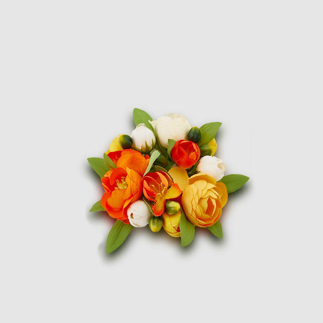Girocandela Corona Ranuncolo EDG in plastica arancio 9 cm