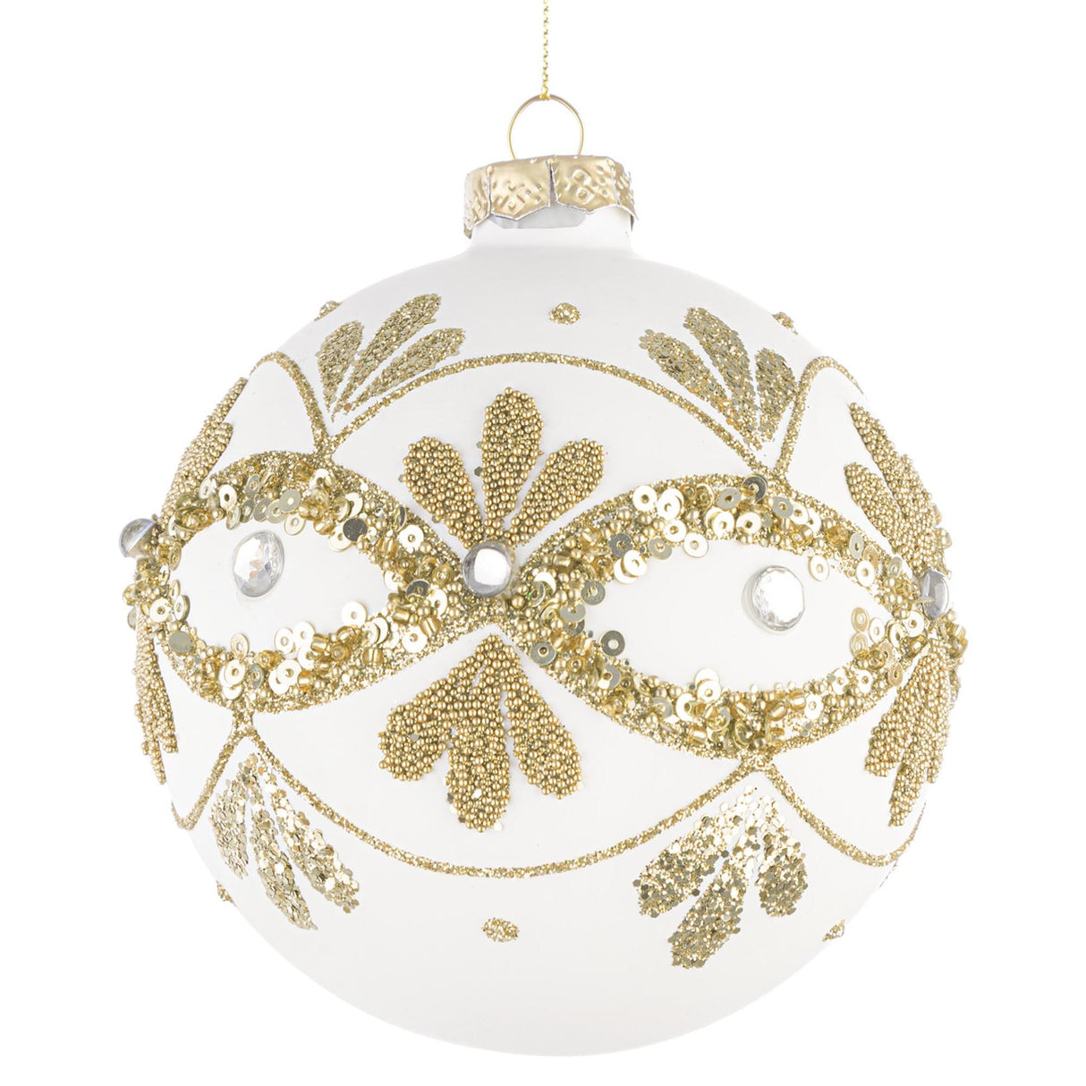 Sfera di Natale Bizzotto in vetro bianco lucido diametro 10 cm