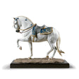Scultura Cavallo Spagnolo Lladrò in porcellana con dettagli dorati 44x50 cm