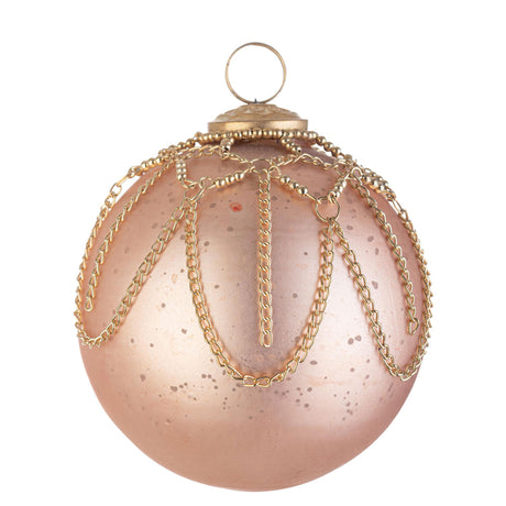 Sfera di Natale Chain Bizzotto in vetro color miele opaco 10 cm