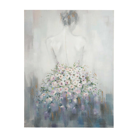 Quadro Donna con Abito Floreale Bizzotto olio su tela 120x90 cm