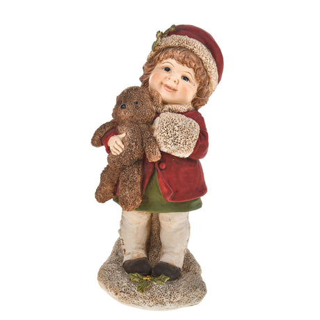 Statuina bimba con pacco regalo Bianchi Dino in resina 15 cm natalizia