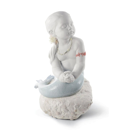 Statuina Sirena Principessa delle Acque Lladrò in porcellana 47x32 cm