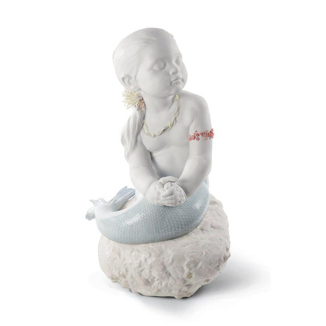 Statuina Sirena Principessa delle Acque Lladrò in porcellana 47x32 cm