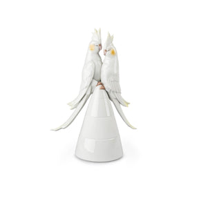 Statuetta Uccellini Innamorati Lladrò in porcellana bianca 27x18 cm