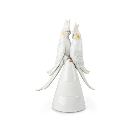 Statuetta Uccellini Innamorati Lladrò in porcellana bianca 27x18 cm