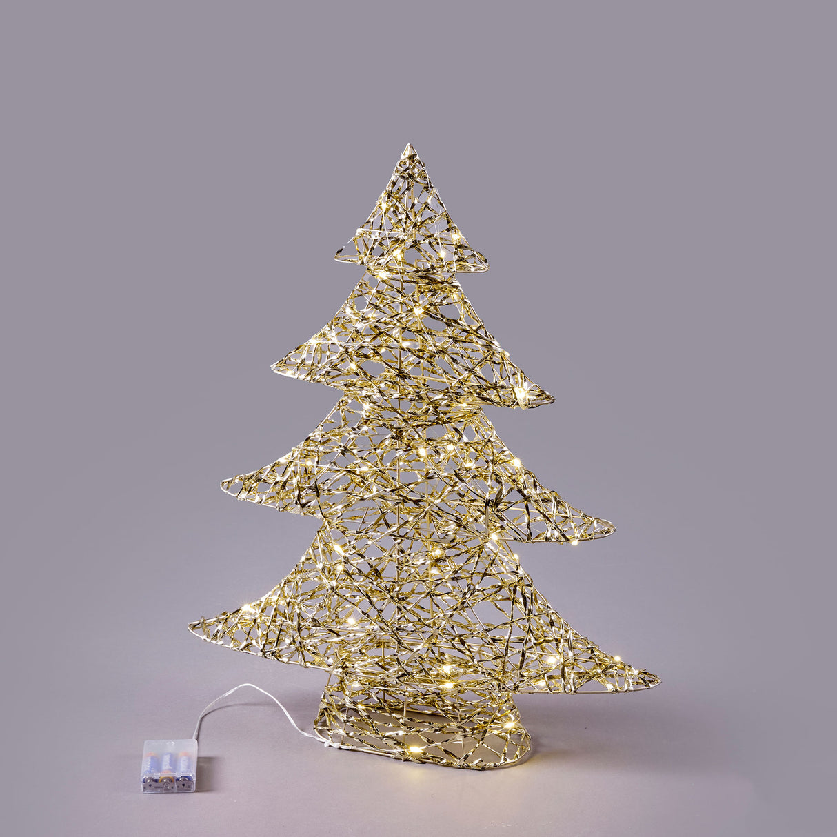 Albero LED intrecciato EDG in metallo color oro 60x48 cm