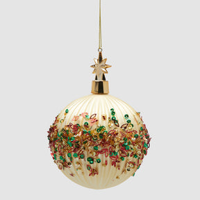 Pallina di Natale EDG rivestita di perle color oro diametro 10 cm