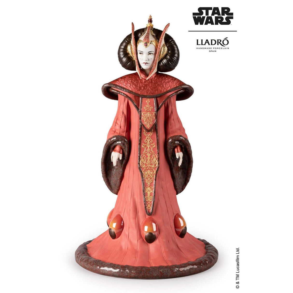 Scultura Queen Amidala Lladrò in porcellana bianca opaca e dettagli oro