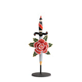 Scultura Rosa e Pugnale Lladrò in porcellana lucida e opaca 36x15 cm