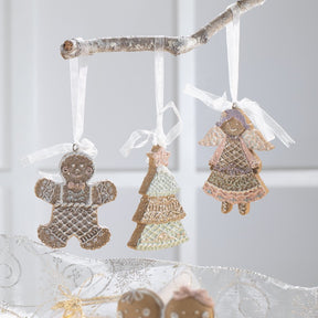 Set 3 pendagli Pan di Zenzero Mascagni Casa in resina 9 cm