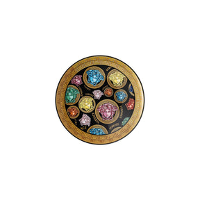 Piattino Versace in porcellana 17 cm con decoro Medusa e bordi oro