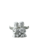 Coppia Angeli con Cuore Rosenthal in porcellana bianca opaca 20x12 cm