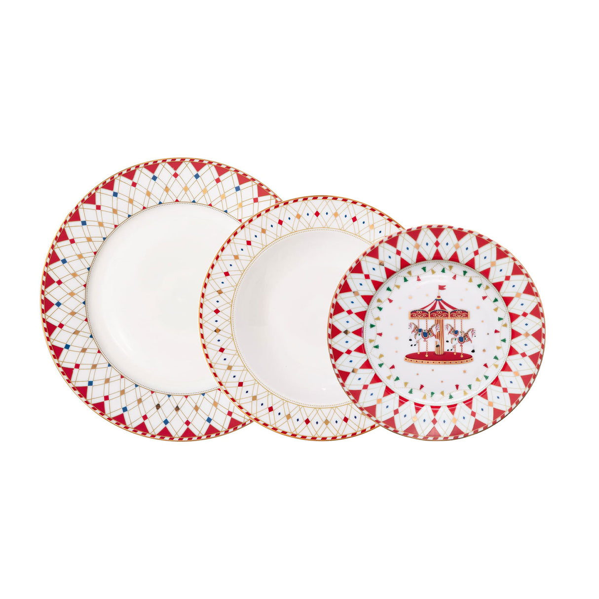 Servizio piatti Magic Christmas Easy Life in porcellana decorata 18 pezzi