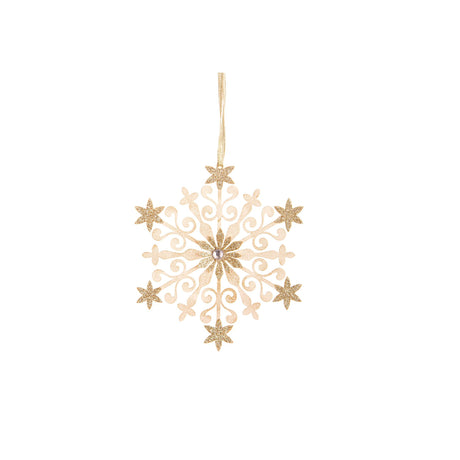 Pendaglio fiocco di neve Bianchi Dino in metallo color panna 14 cm
