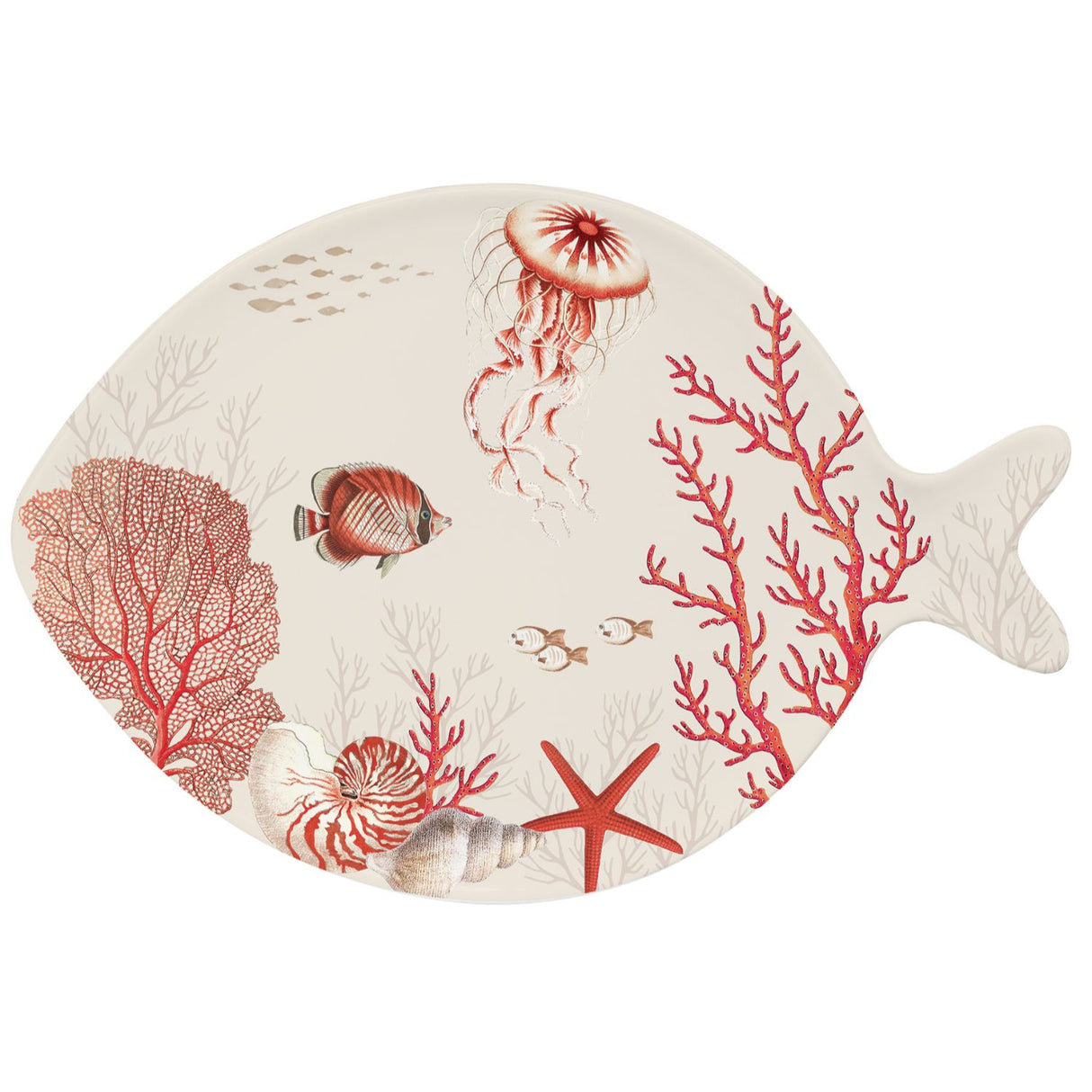 Vassoio Coral Reef Easy Life in porcellana decorata 27x19 cm