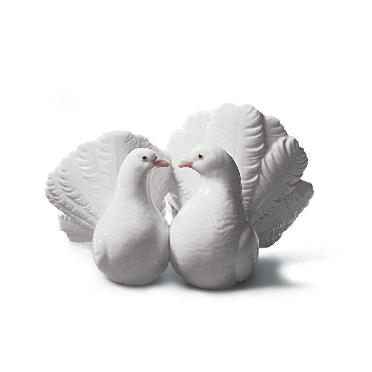 Coppia Colombe Lladrò in porcellana decorata 12x19x15 cm