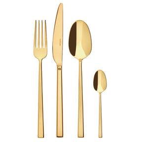 Set posate Rock Sambonet acciaio inox finitura oro 24 pezzi