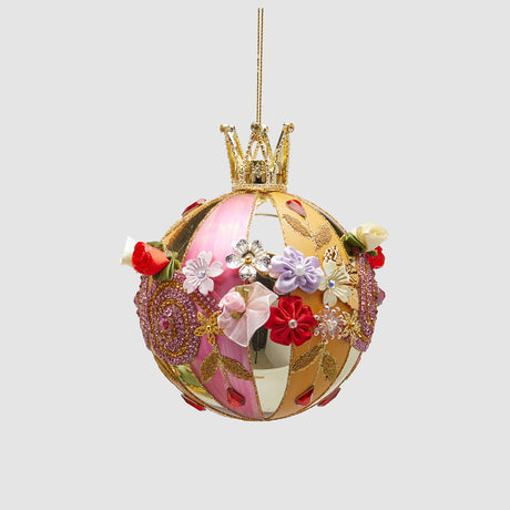 Pallina di Natale Boheme EDG in vetro rosa chic 13x10 cm