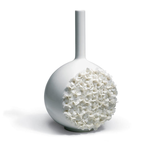 Vaso Canvas Arazzo di Fiori Lladrò in porcellana bianca 38x23 cm