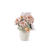 Vaso con fiori rosa Lladrò in porcellana decorata 44x33 cm