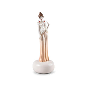 Scultura Ricamo Raffinato Lladrò in porcellana con fiori 38x14 cm