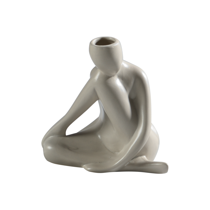 Vaso decorativo Mascagni Casa in ceramica grigia 12.5x8.5x12.5 cm