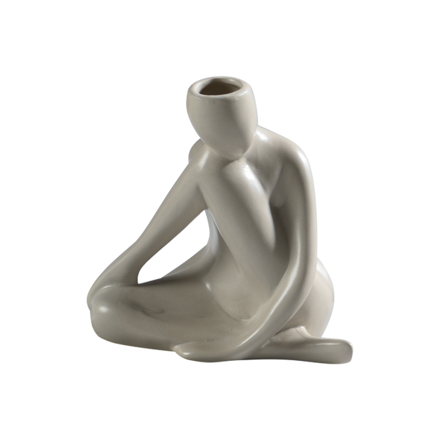 Vaso decorativo Mascagni Casa in ceramica grigia 12.5x8.5x12.5 cm