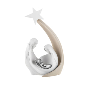 Presepe Onda Natività Bongelli Preziosi in resina colore nocciola 9x17 cm