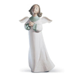 Statuina Cherubino in preghiera Lladrò in porcellana decorata 23x12 cm