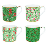 Set 4 tazze mug Easy Life in porcellana con decoro floreale 300ml
