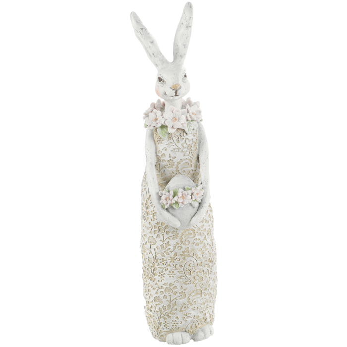 Coniglio di Pasqua Mascagni Casa in resina bianca 30x8x9 cm